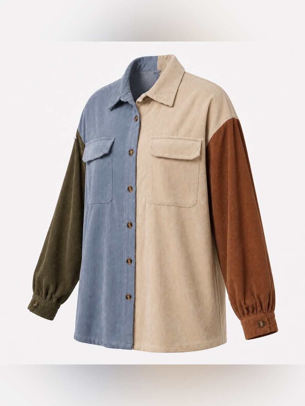 Colorblock Corduroy Button-Front Jacket - Multi - Picture 2 of 6